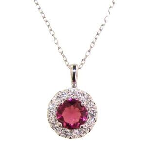 Round 1.78 Carat Lab Created (LC) Ruby & Diamond Necklace